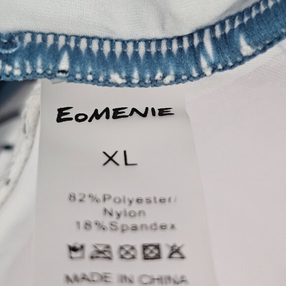 Women's Blue Striped Wrap Top Cut Out High Waist One Piece Swimsuit Size XL NWT - Picture 8 of 13